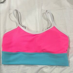 LainSnow Bubblegum Pink and Blue Seabrook Skinny Bikini Swim Top - NWT